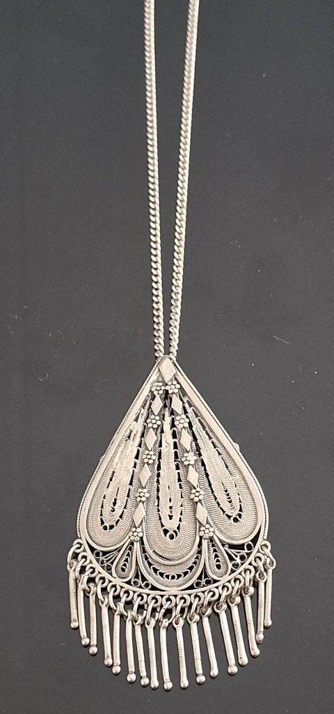 Schitterende Oosterse Sterling Zilver Broche Hanger, Sieraden, Tassen en Uiterlijk, Ophalen of Verzenden, Zilver, Broche
