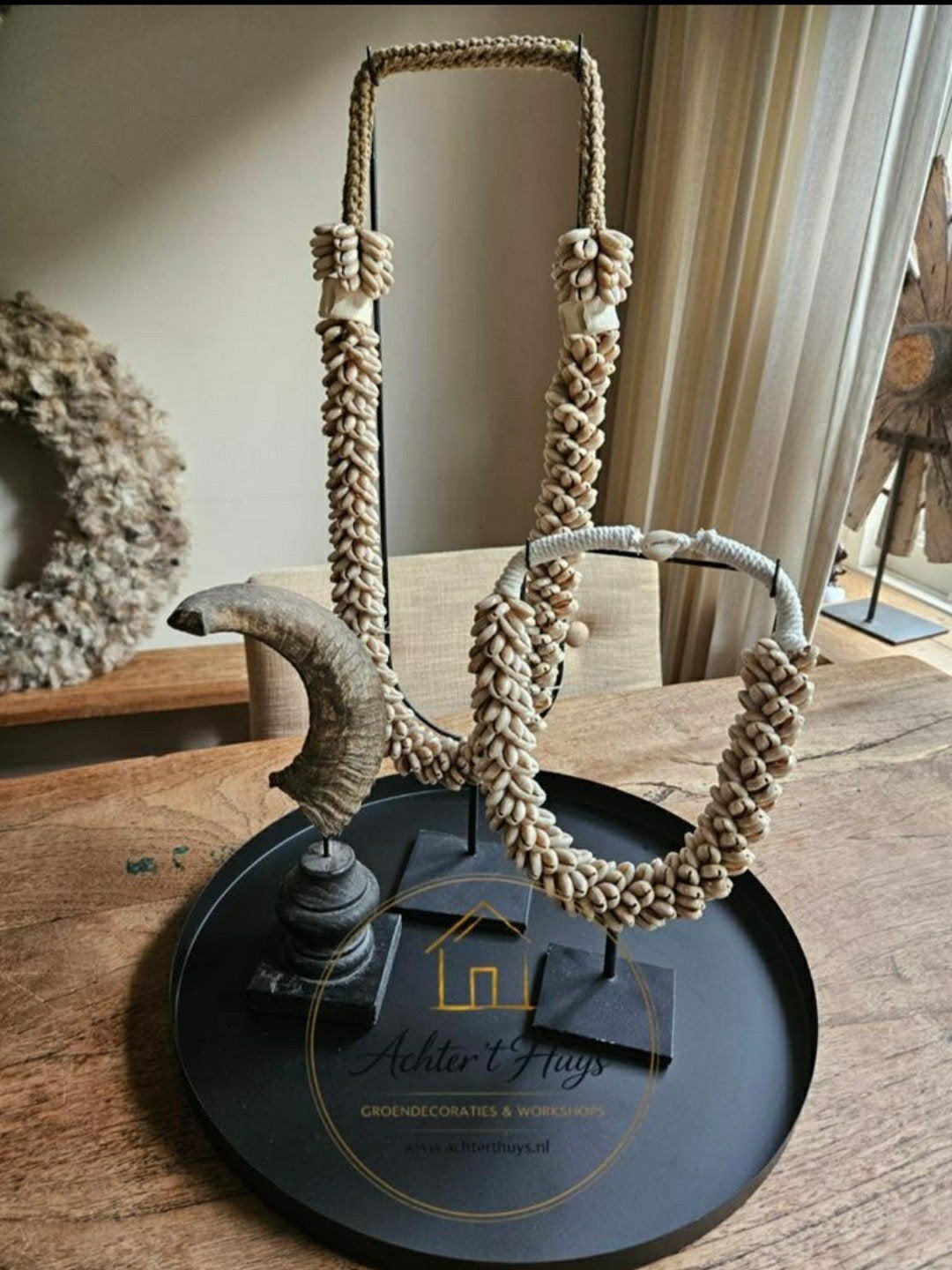 Schelpenketting op standaard - bohemian - japandi - ketting, Ophalen of Verzenden, Nieuw, Metaal