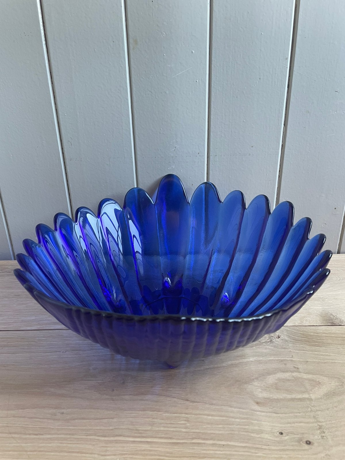 Vintage Arcoroc Coquillage glazen schelp schaal 1970s 1980s, Gebruikt, Schaal, Geribbeld, Ophalen of Verzenden