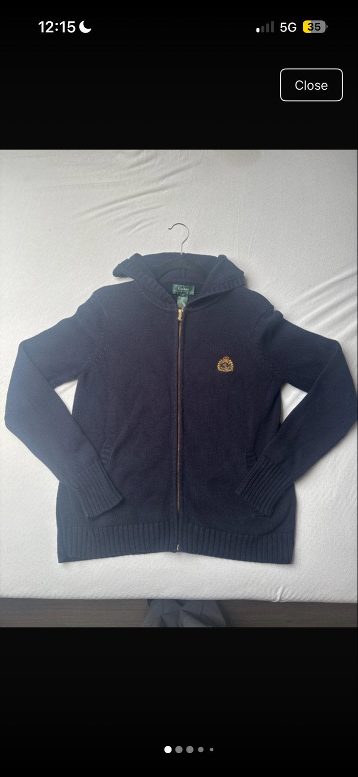 Vintage lauren ralph lauren cotton knit full-zip hoodie S, Kleding | Heren, Verzenden, Zo goed als nieuw, Maat 46 (S) of kleiner