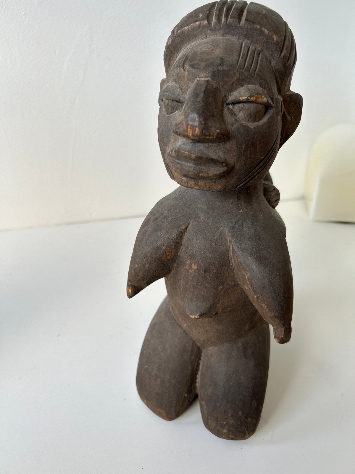 Antiek Afrikaans Houten Beeld - Moeder en Kind, Hout, Bruin, Afrika, Handgemaakt