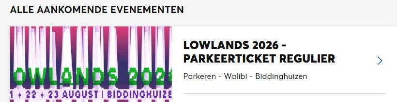 Lowlands parkeerticket te koop, Eén persoon