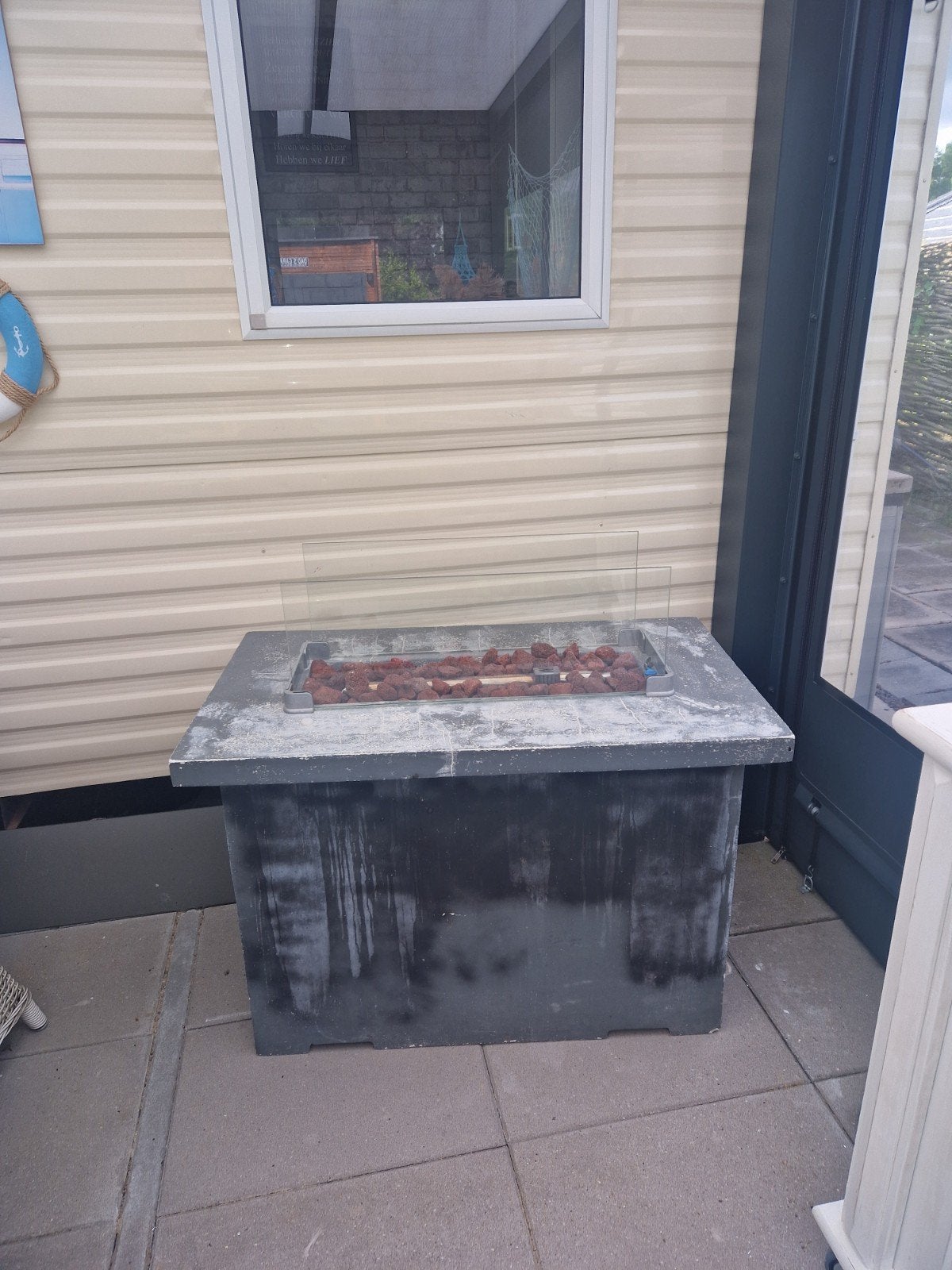 Gebruikte vuurtafel/vuurkorf met glasombouw, Ophalen, Gebruikt, Vuurkorf