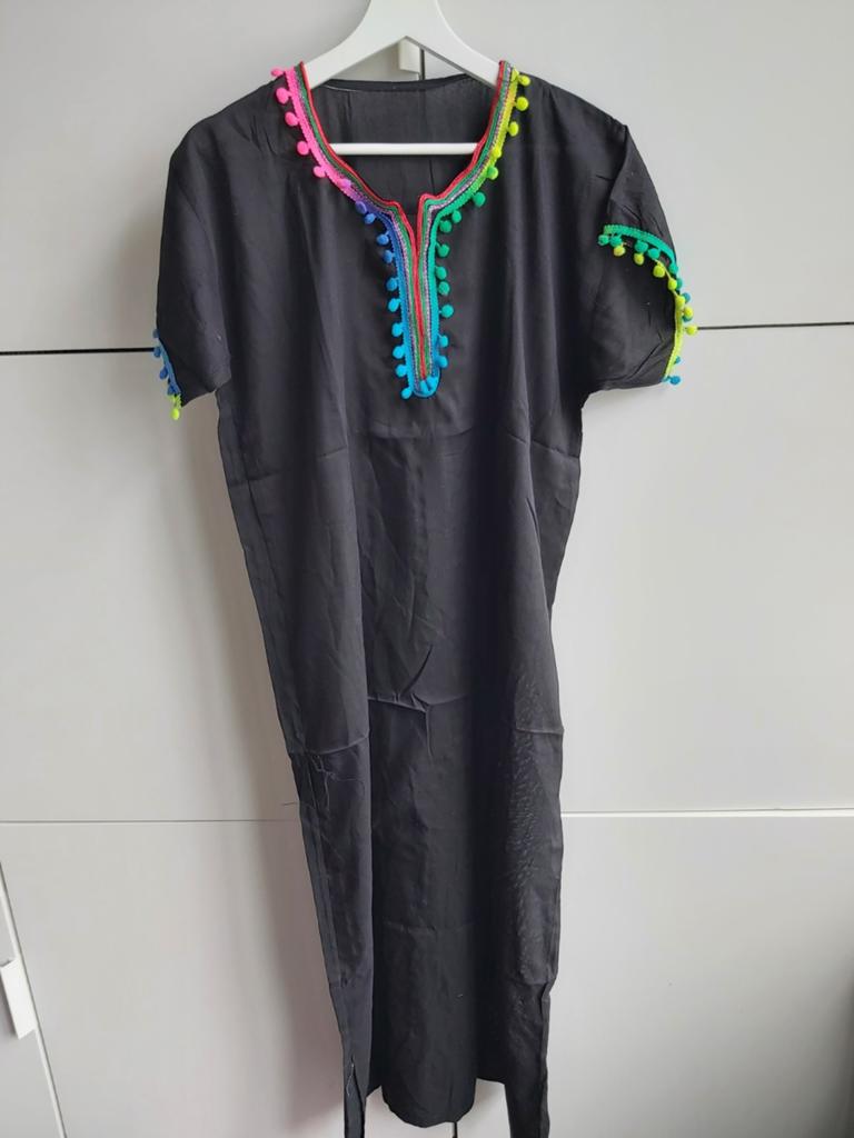 Marokkaanse huisjurk zwart, Kleding | Dames, Jurken, Ophalen of Verzenden, Nieuw, Zwart, Onder de knie