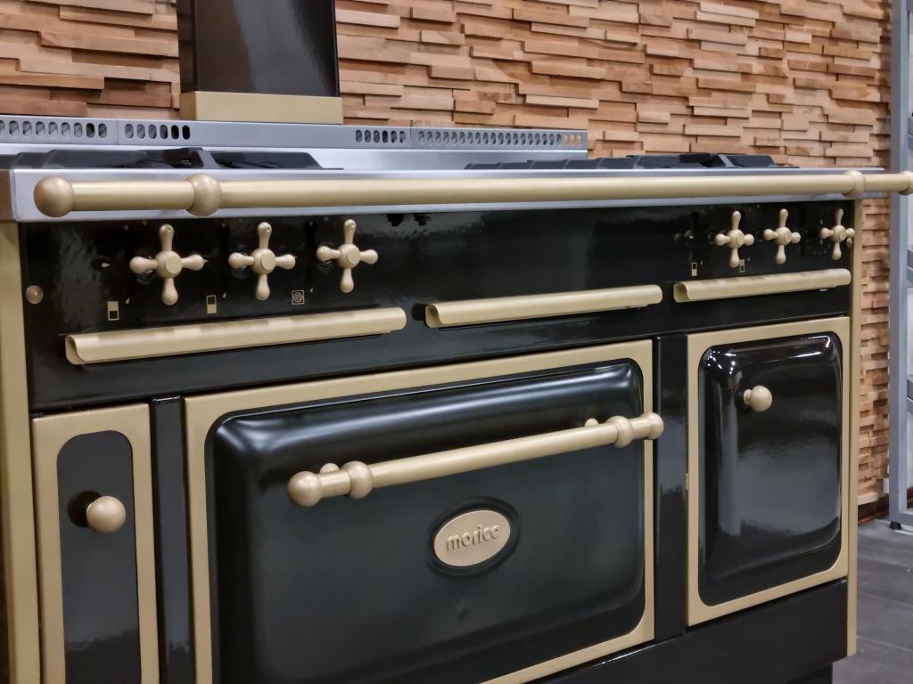 Luxe Fornuis Morice 130cm Mokka + Messing 5 pits GASOVEN, Witgoed en Apparatuur, Fornuizen, Niet ingevuld, Hete lucht, 60 cm of meer
