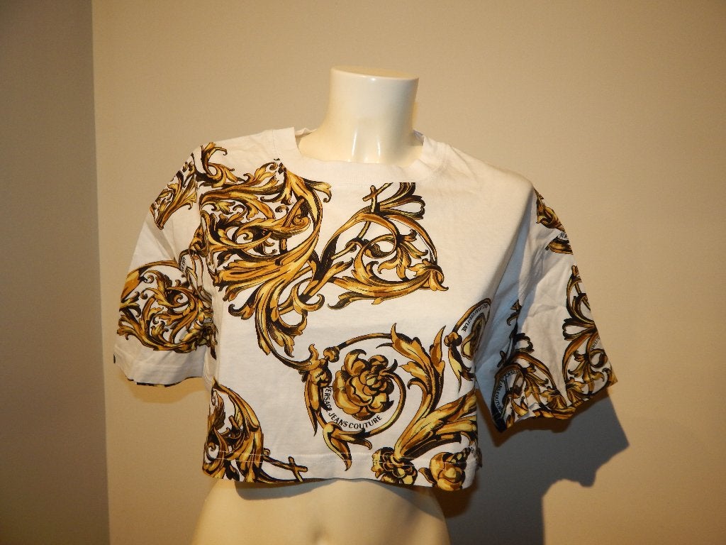 Versace jeans couture kort trendy shirt gouden barok xs/s