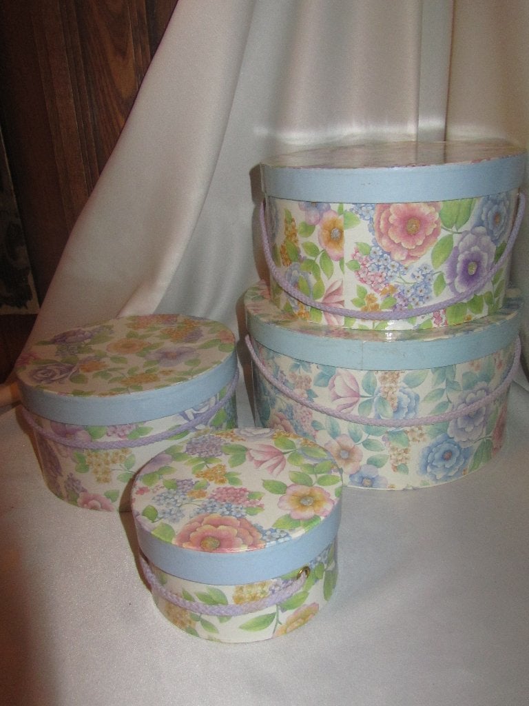 Vintage opbergers/hoedendoos met decor, Ophalen of Verzenden, Huis en Inrichting