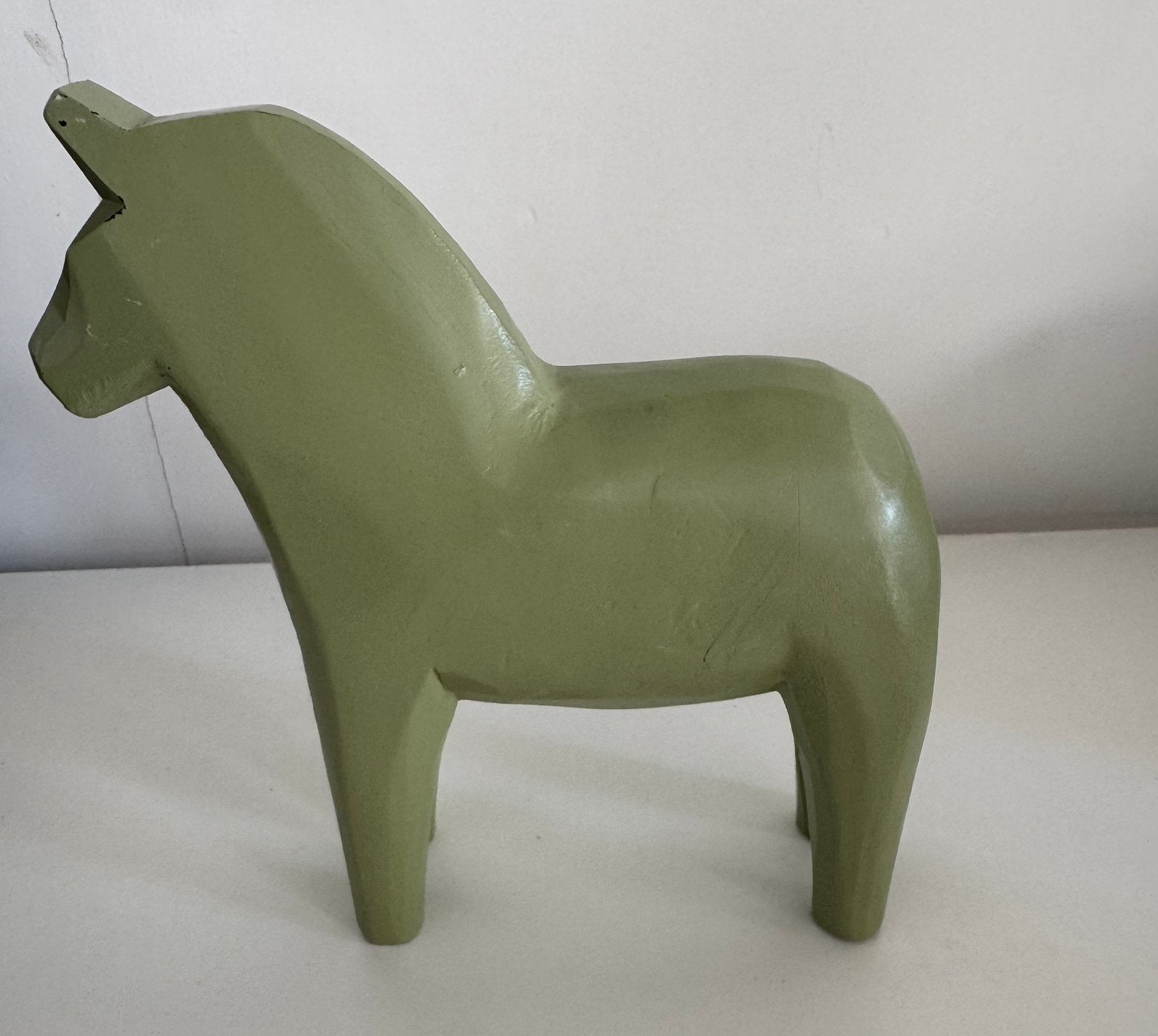 Vintage IKEA Finansiell Dala Paard XL 27 cmHout groen, Ophalen of Verzenden