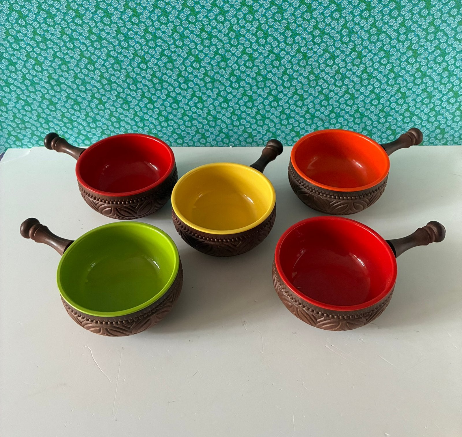 Vintage West Germany Emsa snack schaaltjes met steel, Kunststof, Gebruikt, Overige merken, Vintage