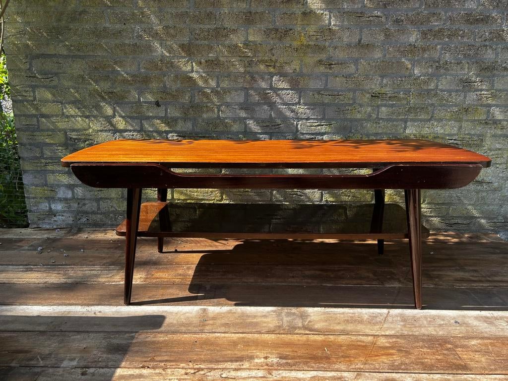 Mid century salontafel met tweezijdig blad, Huis en Inrichting, Tafels | Salontafels, Ophalen, 100 tot 150 cm, 50 tot 100 cm, Zo goed als nieuw