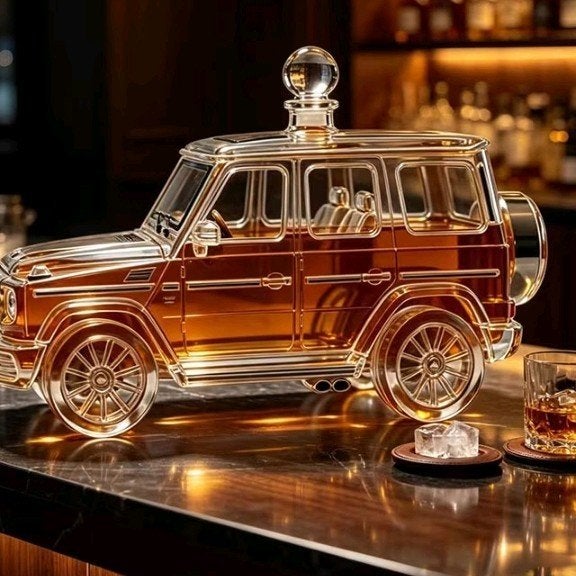 Unieke Glazen Karaf in SUV-vorm - Perfect voor Drank, Ophalen of Verzenden, Nieuw, Glas, Modern