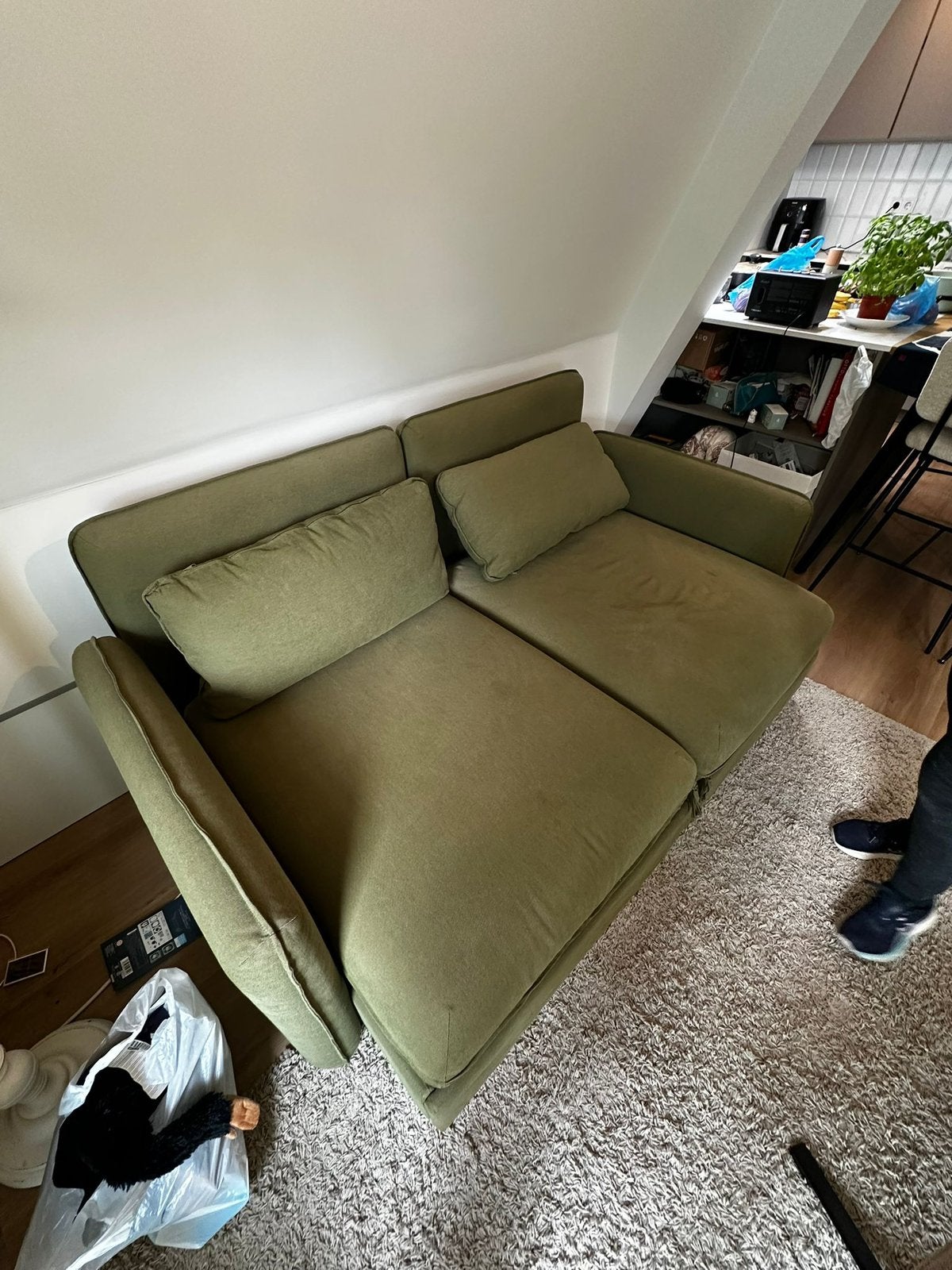 IKEA Vallentuna slaapbank groen, Ophalen, 100 tot 125 cm, 150 tot 200 cm, Tweepersoons