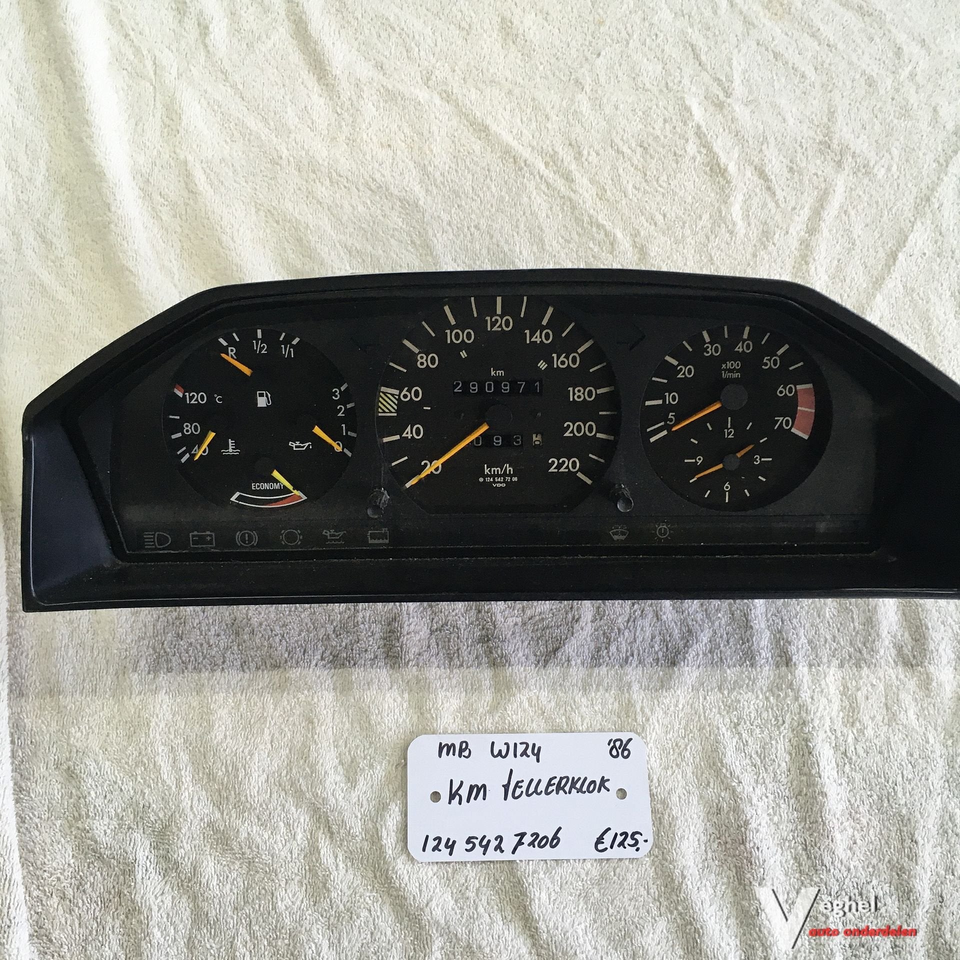 Mercedes W124 1986     Km Tellerklok      124 542 7206, Gebruikt, -, -, Ophalen of Verzenden