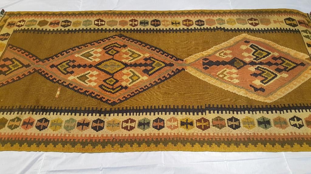 Antiek Quba kelim 290 x 138/Vloerkleed/Perzisch tapijt/loper, Ophalen of Verzenden