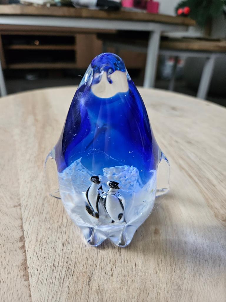 Glazen Pinguïn Beeldje - Blauw en Wit, Ophalen, Blauw, Zo goed als nieuw, Modern