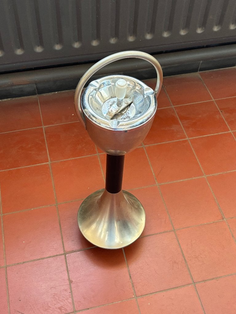 Vintage Staande Asbak Retro Space Age Chroom Metaal, Ophalen