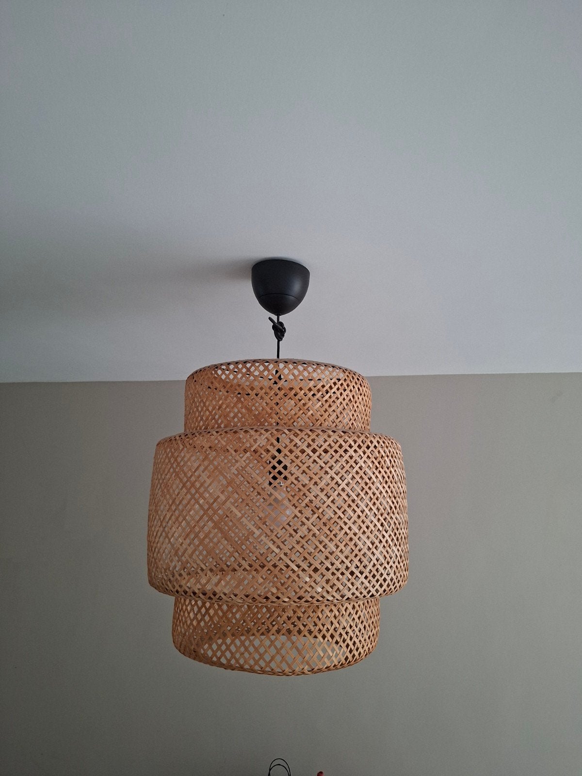 Ikea Sinnerlig hanglamp 50 cm bamboe handgemaakt, Ophalen, Zo goed als nieuw, Natuurlijk materiaal, E27 (groot)