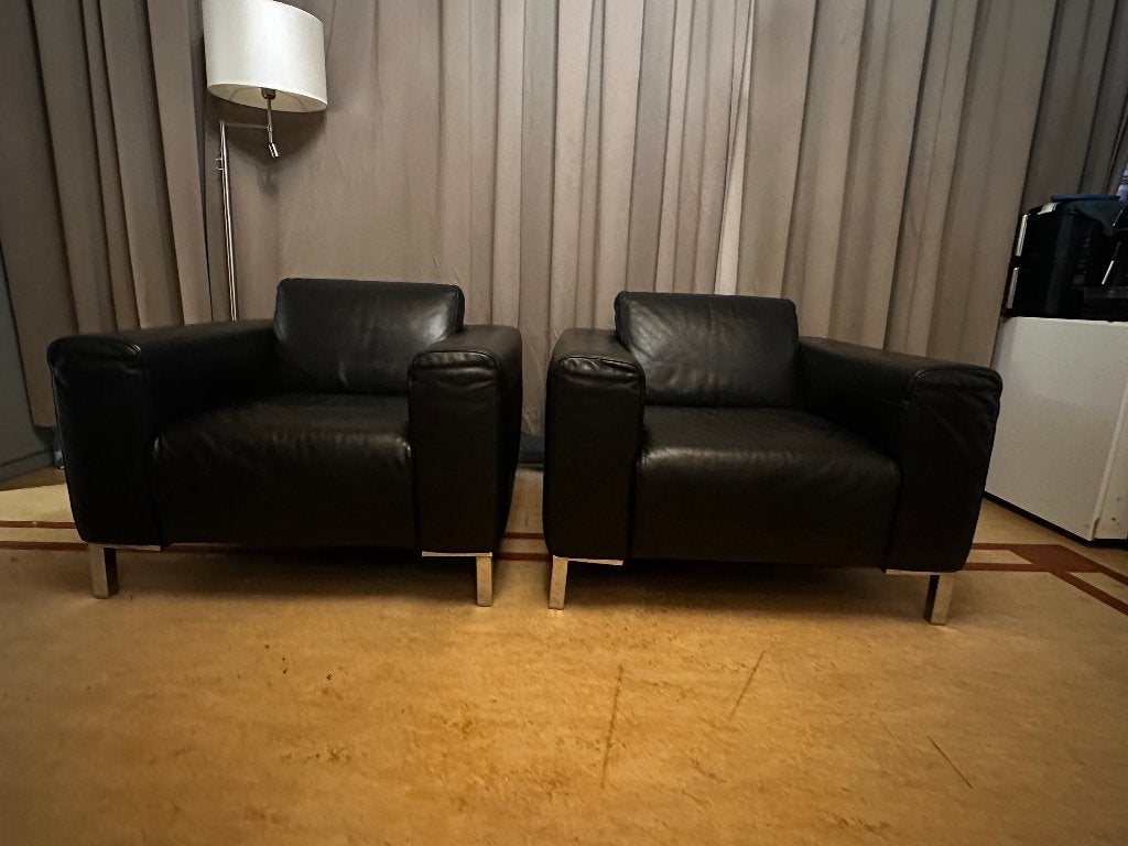 2x  Natuzzi leren fauteuils, Ophalen, Gebruikt, 75 tot 100 cm, 75 tot 100 cm