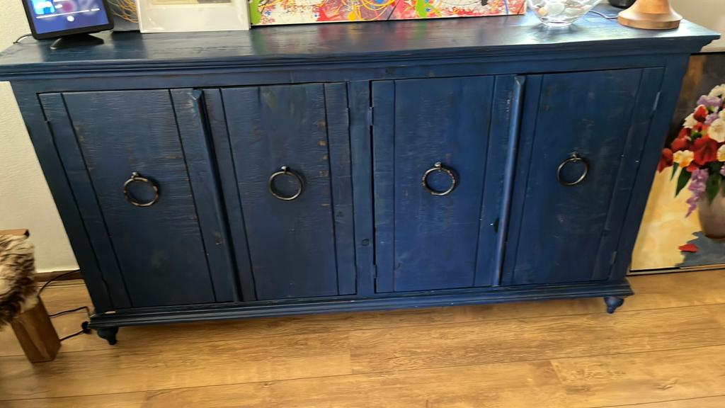 Blauwe dressoir kast, Ophalen, Zo goed als nieuw, 25 tot 50 cm