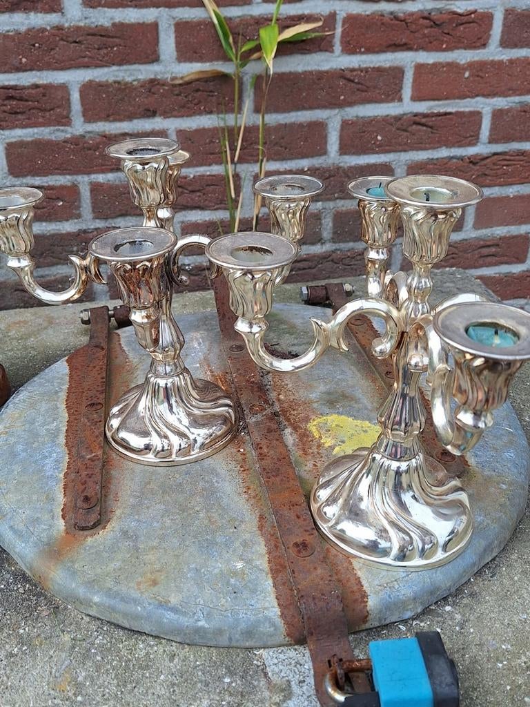 Quist verzilverde kandelaars, Antiek en Kunst, Ophalen of Verzenden, Zilver