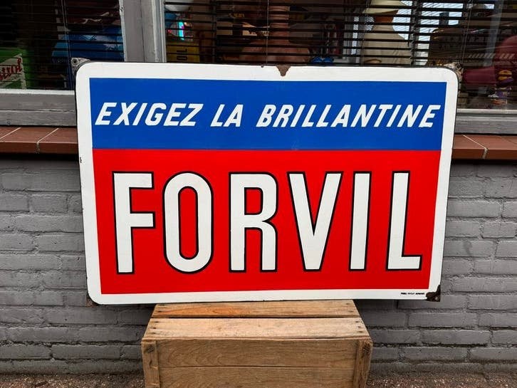 Vintage Emaille Reclamebord Forvil Brillantine, Ophalen