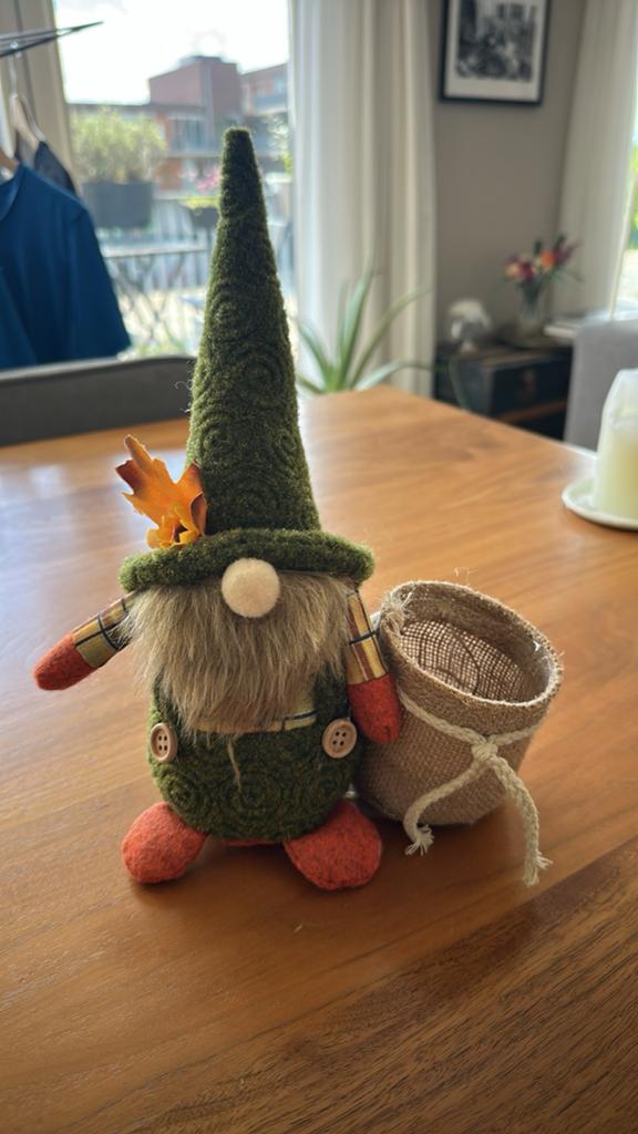 Kabouterfiguur met potje voor plantje - Herfstdecoratie, Ophalen, Zo goed als nieuw
