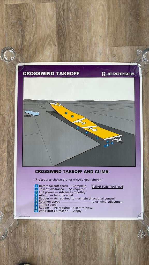 Poster Jeppesen “ crosswind take off and climb”, Verzamelen, Luchtvaart en Vliegtuigspotten, Ophalen of Verzenden, Zo goed als nieuw
