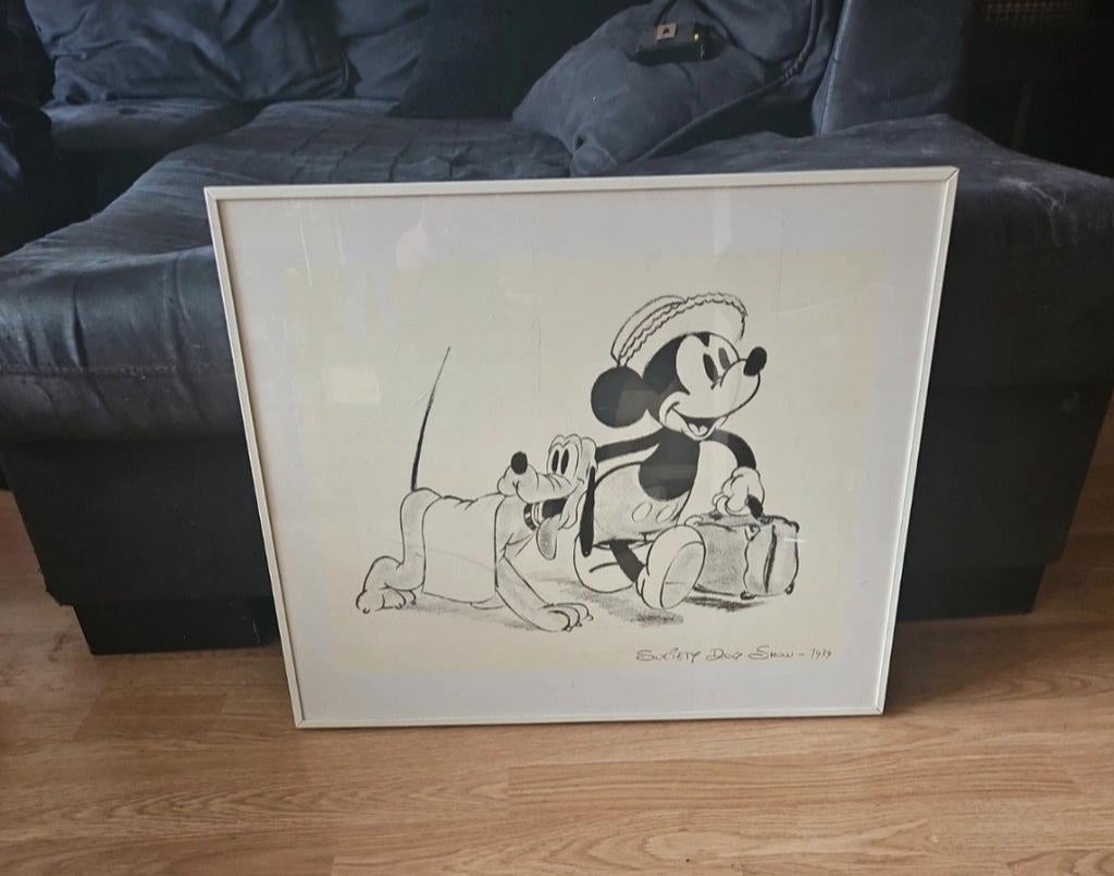 Walt Disney 'Society Dog Show' Litho 1939, Ophalen, Mickey Mouse, Zo goed als nieuw, Plaatje of Poster