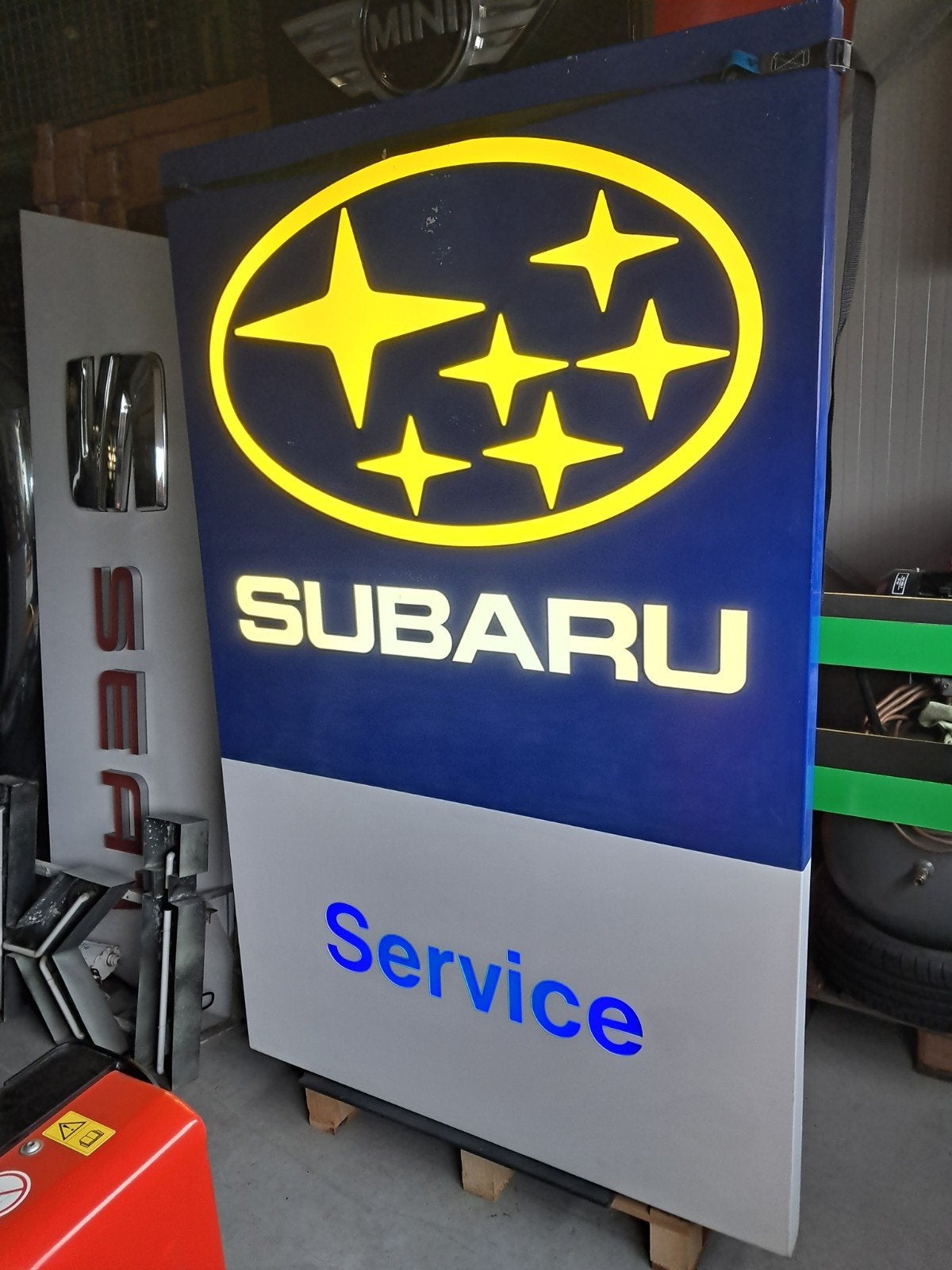 Zeldzame Subaru reclame Lichtbak 169cm/ 110cm is werkend., Ophalen, Reclamebord, Eu, Gebruikt