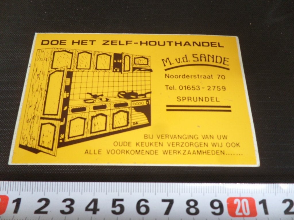 sticker sprundel M VD SANDE doe het zelf houthandel, Verzamelen, Ophalen of Verzenden, Zo goed als nieuw