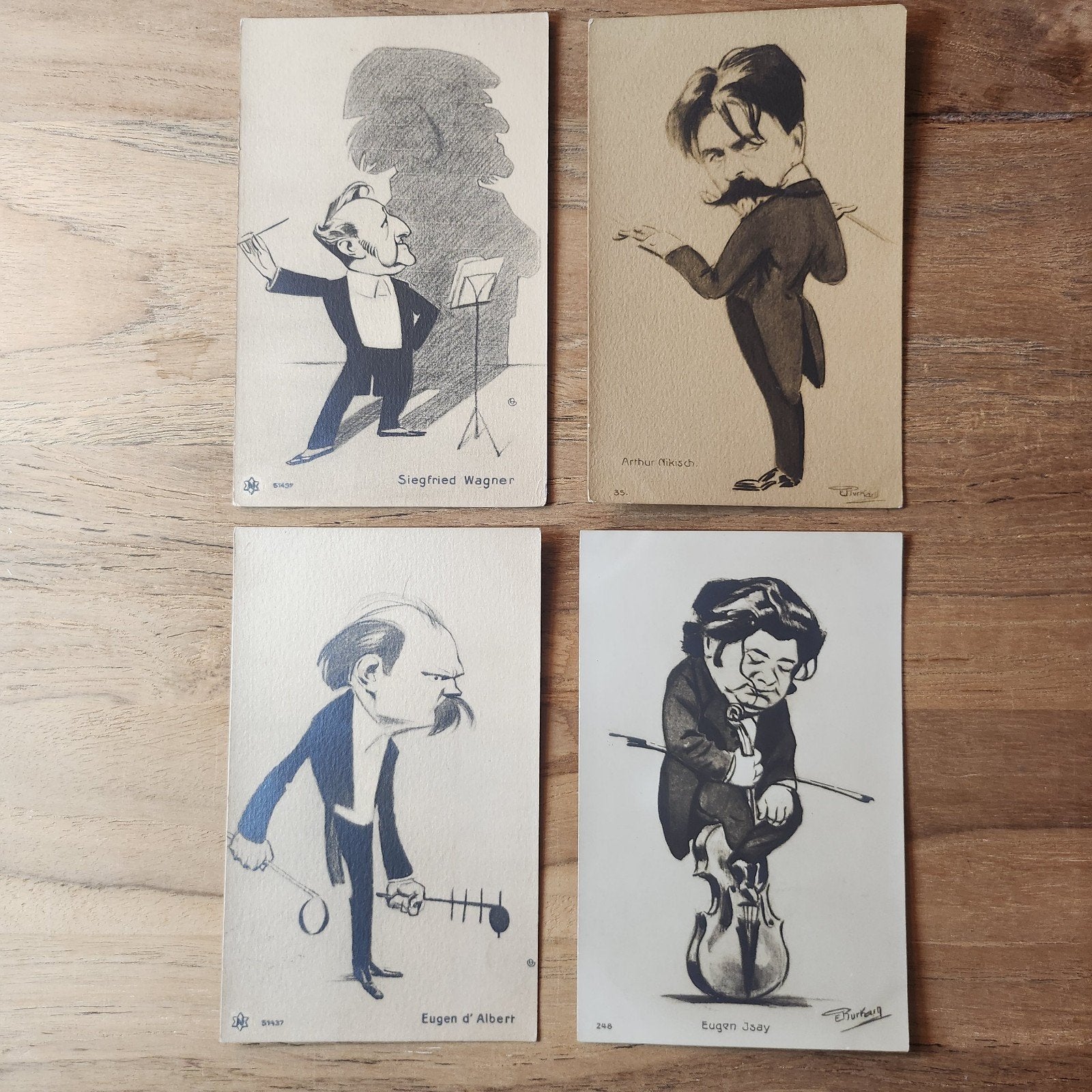 Oude Ansichtkaarten: Karikaturen van Dirigenten (4 stuks), Verzenden, Voor 1920, Gelopen