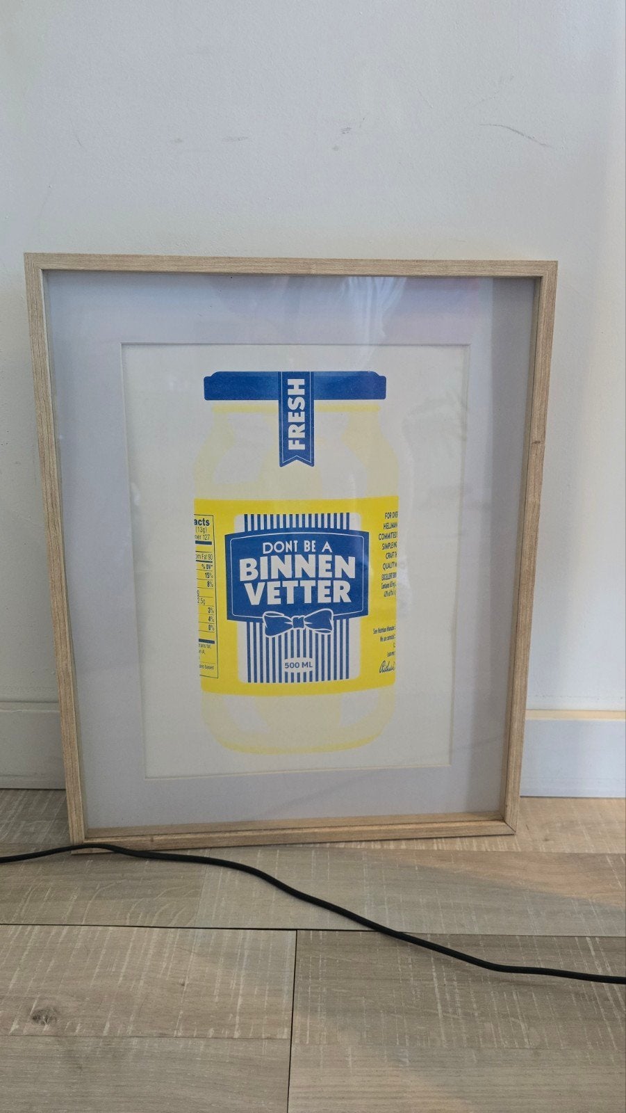 Ingelijste print "Don't be a Binnenvetter" - Mayonaise, 50 – 75, Ophalen of Verzenden, 50 tot 75 cm, Print
