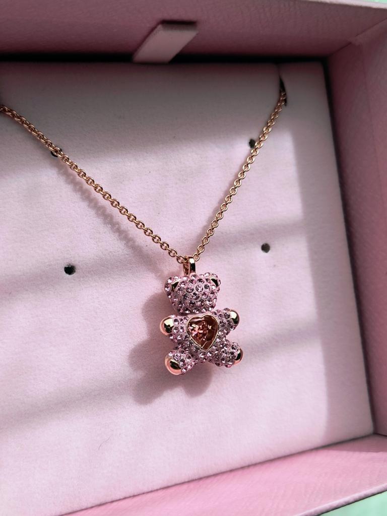 Swarovski Teddybeer ketting, roségoud, Sieraden, Tassen en Uiterlijk, Overige materialen, Nieuw, Ophalen of Verzenden, Verstelbaar