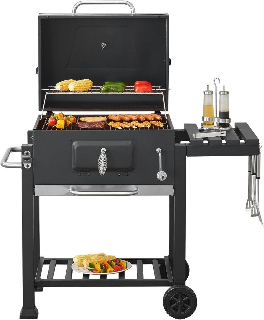 XL Houtskool Barbecue Met deksel met Thermometer, ,Zijtafel, Ophalen, Nieuw, SMH LINE