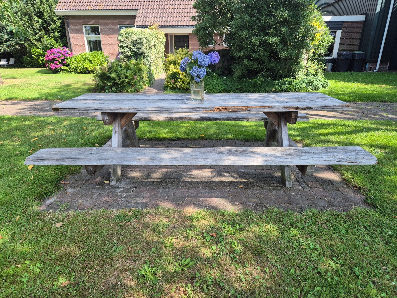 Grote picknicktafel, Ophalen, Gebruikt, Rechthoekig, Hout