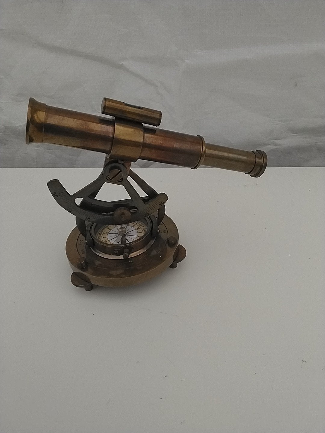 Antieke Messing Telescoop met Kompas - Decoratief, Ophalen of Verzenden, Gebruikt, Minder dan 80 mm, Lenzentelescoop (refractor)