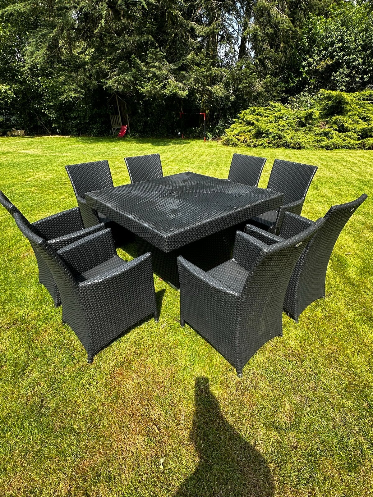 Tuinset Wicker Zwart - 8 Zitplaatsen, Ophalen, Gebruikt, Eettafel, 8 zitplaatsen