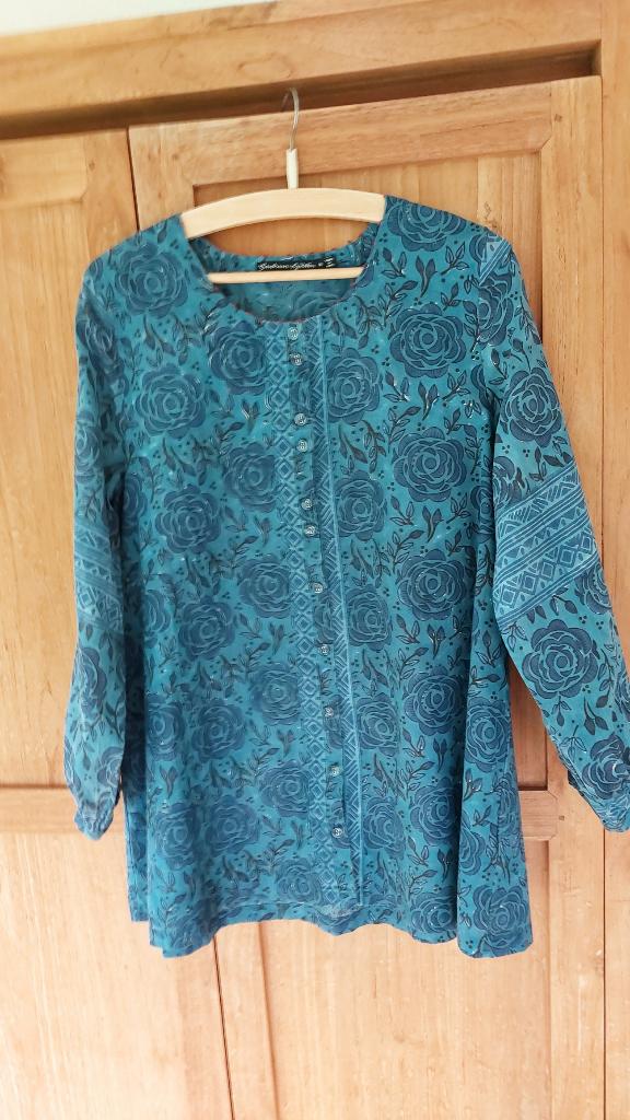 Gudrun Sjoden lange blouse of korte tuniek. M, Kleding | Dames, Maat 38/40 (M), Blauw, Ophalen of Verzenden, Zo goed als nieuw
