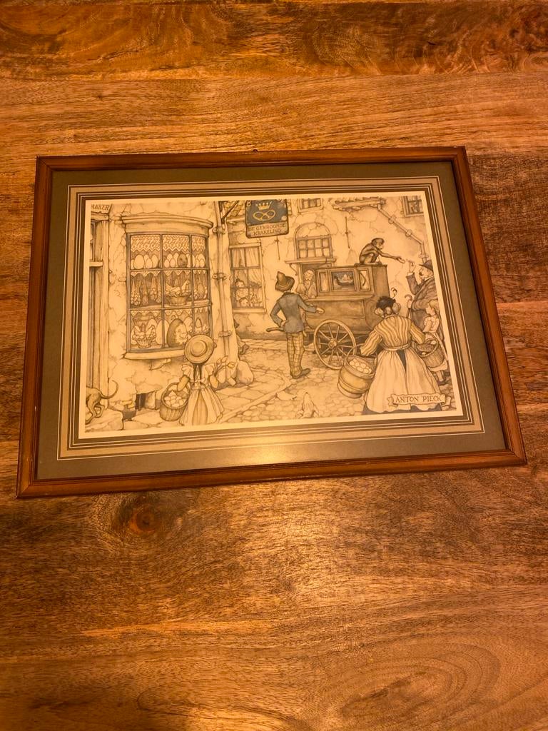 Ingelijste prent van Anton Pieck - 'De Bakkerswinkel', Ophalen of Verzenden
