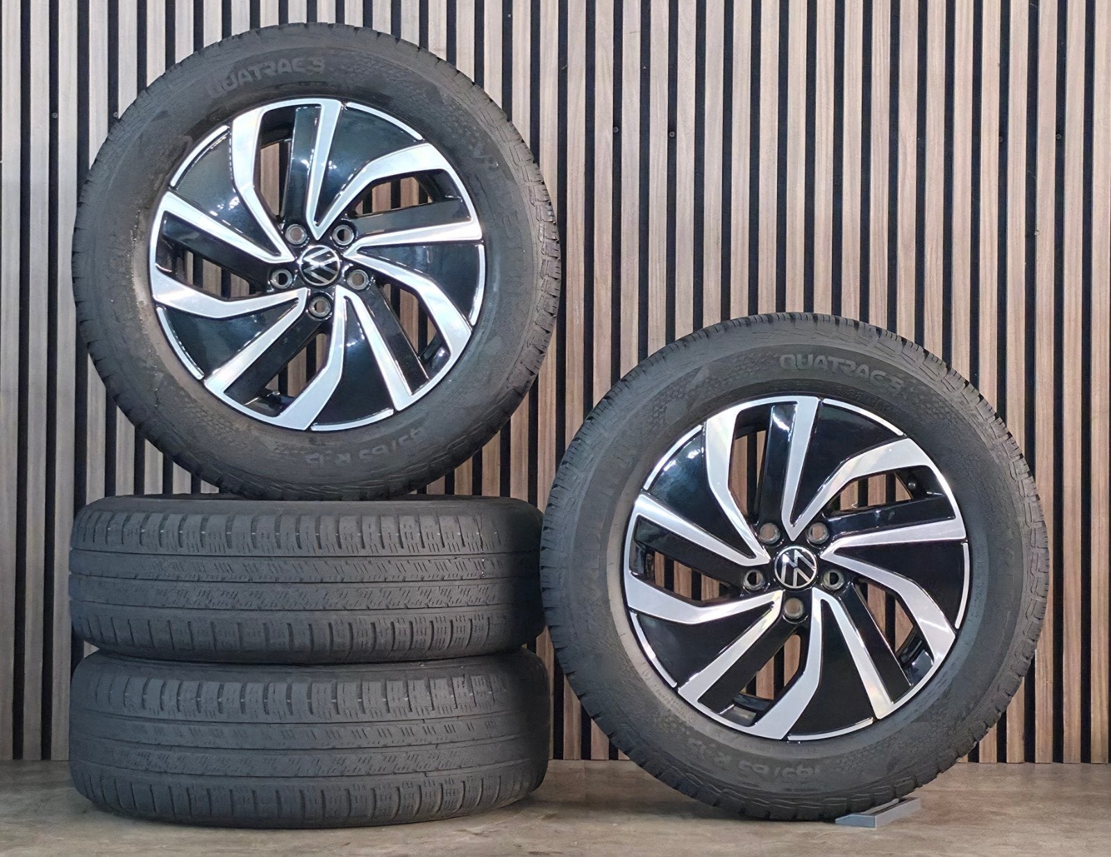 Nette 15" Orig Volkswagen Polo Essex Velgen+Banden 5x100, Volkswagen, Gebruikt, 15 inch, Banden en Velgen