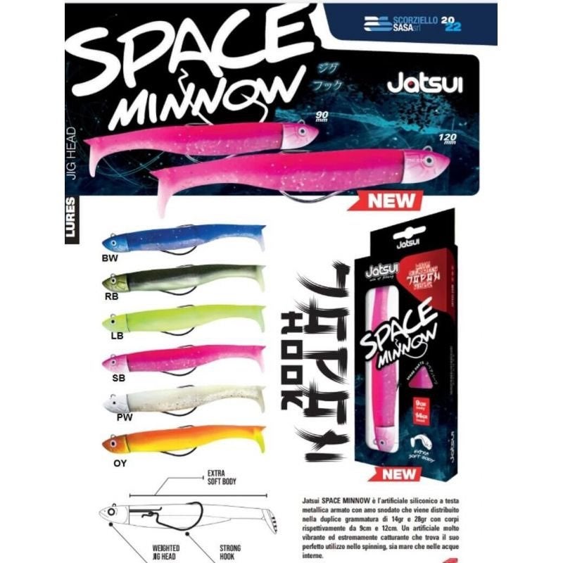 Jatsui Space Siliconen Minnow 12cm 28gr Zeebaars Vissen., Watersport en Boten, Ophalen of Verzenden, Nieuw, Overige typen