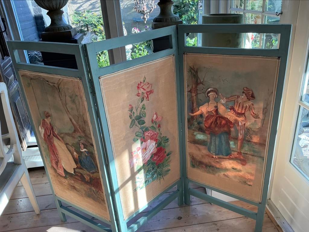 Prachtig antiek Frans paravent kamerscherm, Ophalen, Zo goed als nieuw