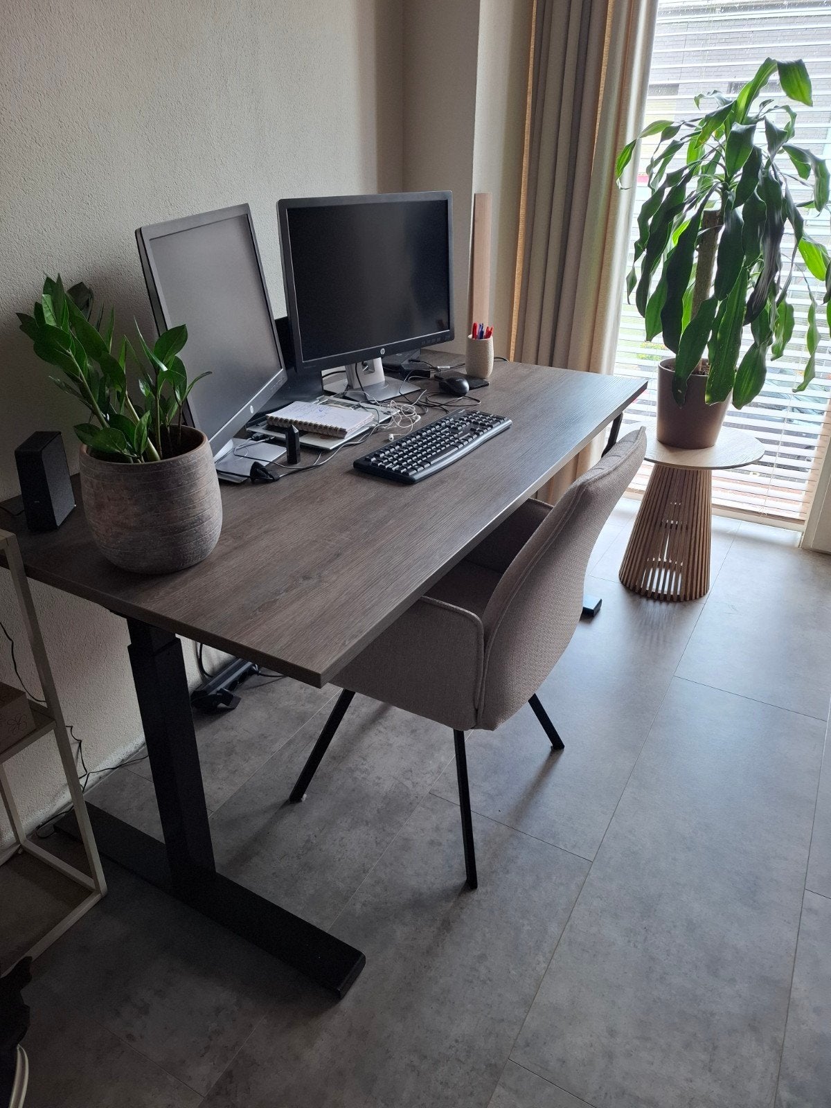 Zit-sta bureau 160x80 met slinger, Ophalen, Gebruikt, 50 tot 100 cm, 150 tot 200 cm