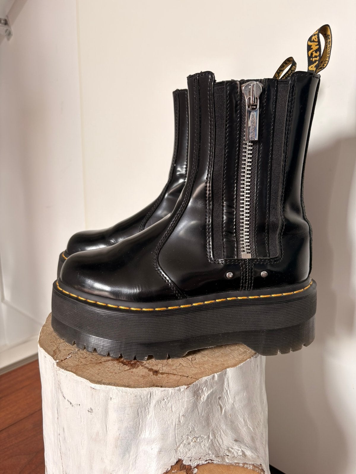 Dr. Martens 2976 Max Platform Boots zwart lak, Ophalen of Verzenden, Zo goed als nieuw, Zwart