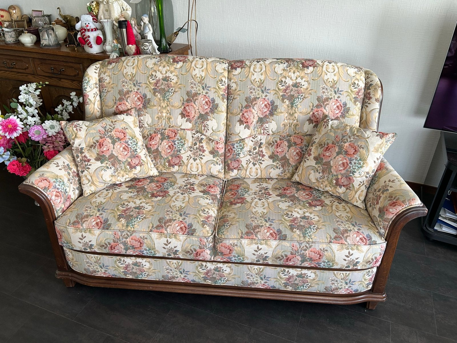 Gestoffeerd Bankje 150 cm breed met 2 bijpassende kussens, Ophalen, Minder dan 75 cm, 150 tot 200 cm, Tweepersoons