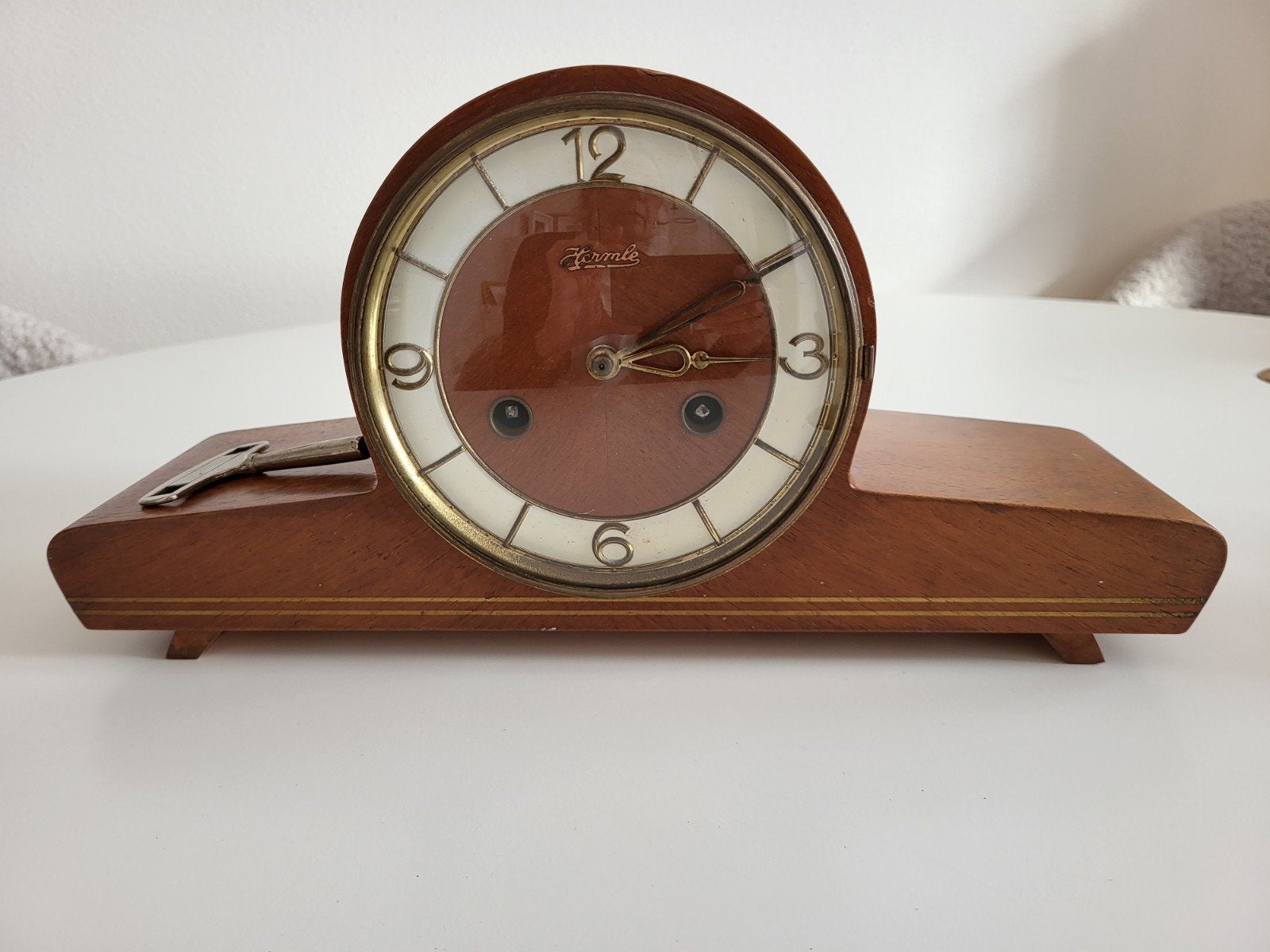 Vintage Hermle houten Schouwklok,Mantelklok, Ophalen of Verzenden