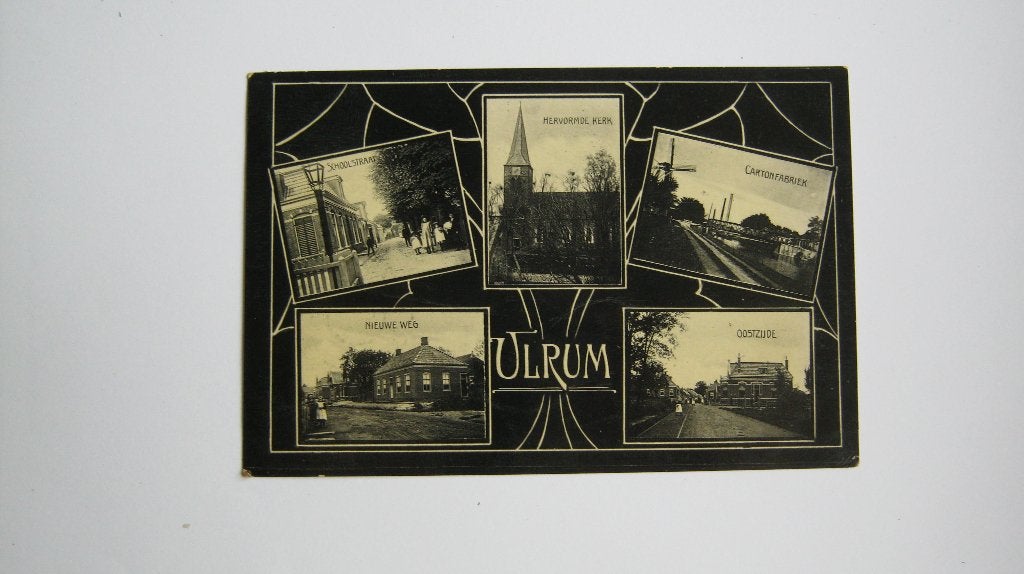 Ansichtkaarten Nederland, TC 7-19 Ulrum, 5 luik 1908, Verzenden, Voor 1920, Gelopen, Groningen