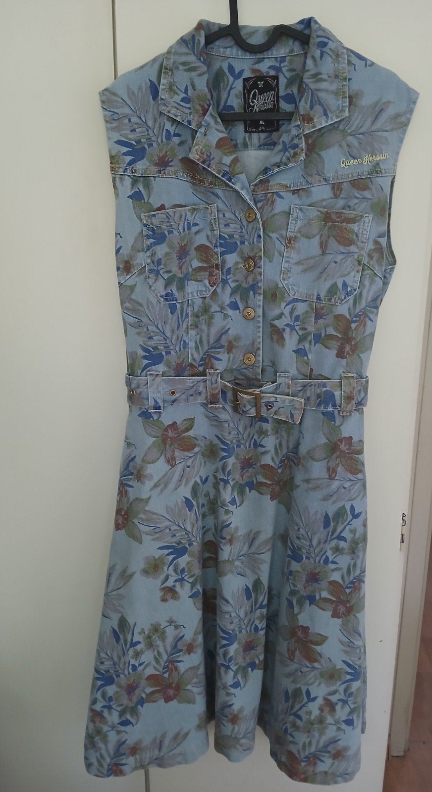 Damesjurk van gebloemde  spijkerstof maat 40, Kleding | Dames, Ophalen of Verzenden, Zo goed als nieuw, Maat 38/40 (M), Blauw