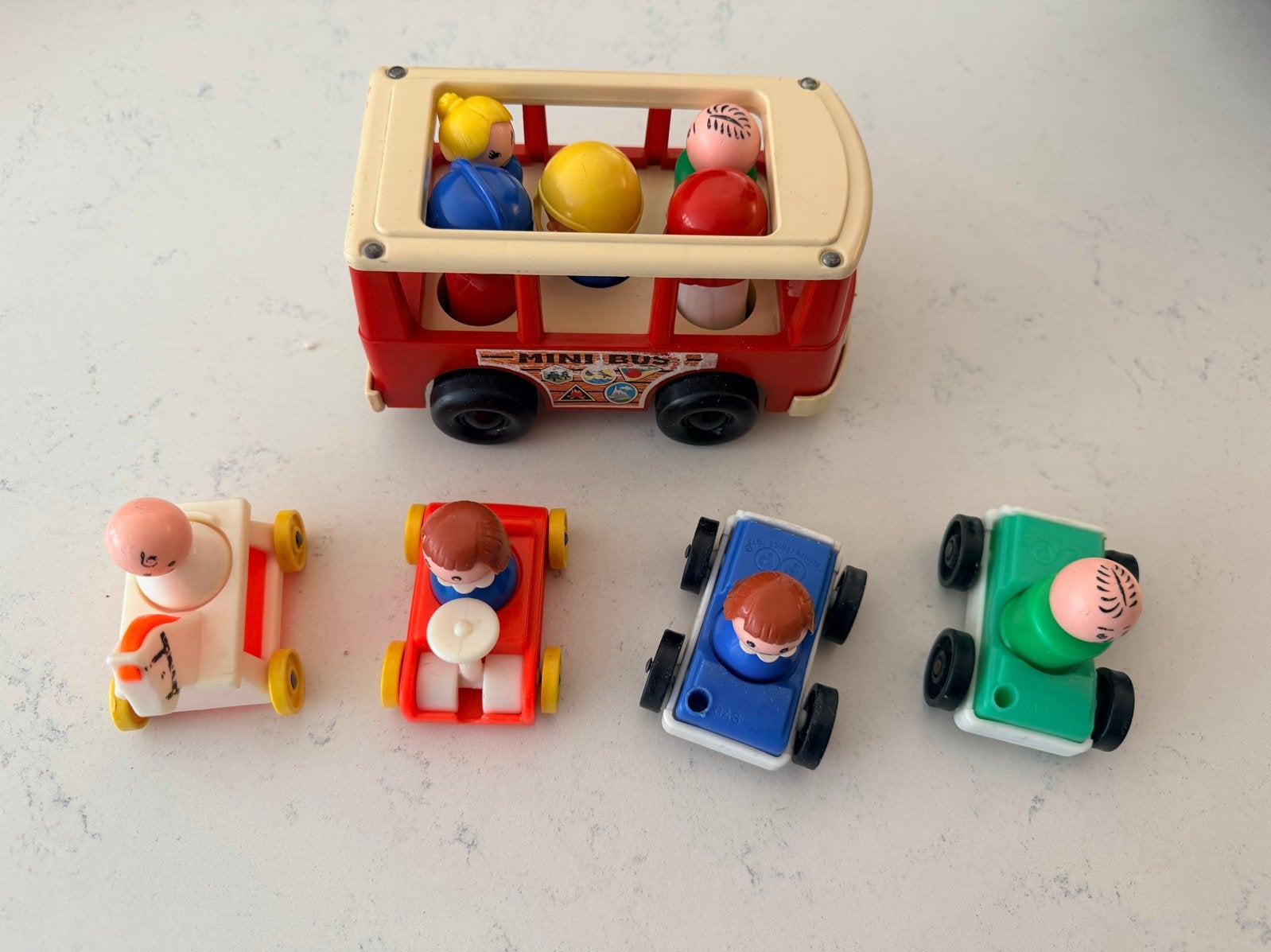 Vintage Fisher-Price Little People Mini Bus met figuren, Ophalen of Verzenden, Gebruikt