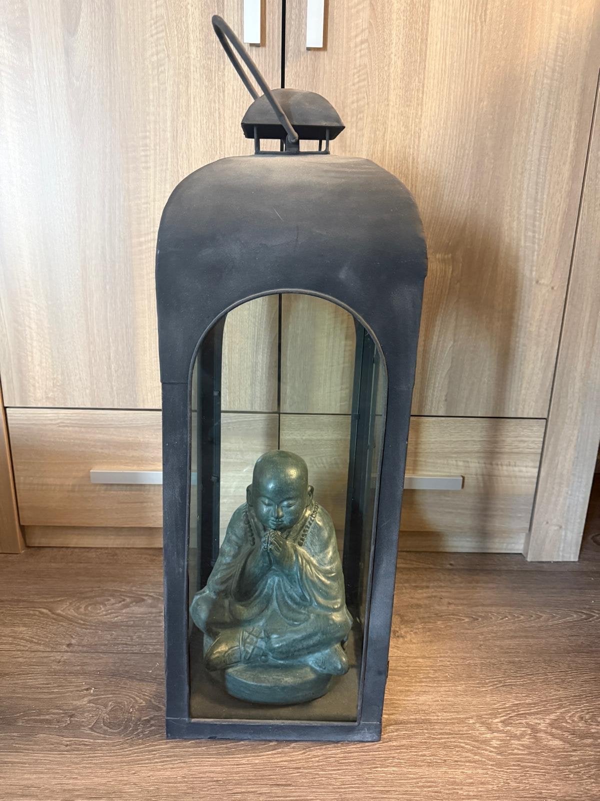 Grote lantaarn met Boeddha beeld - 76 cm hoog, Ophalen, Oosters, Metaal, Gebruikt